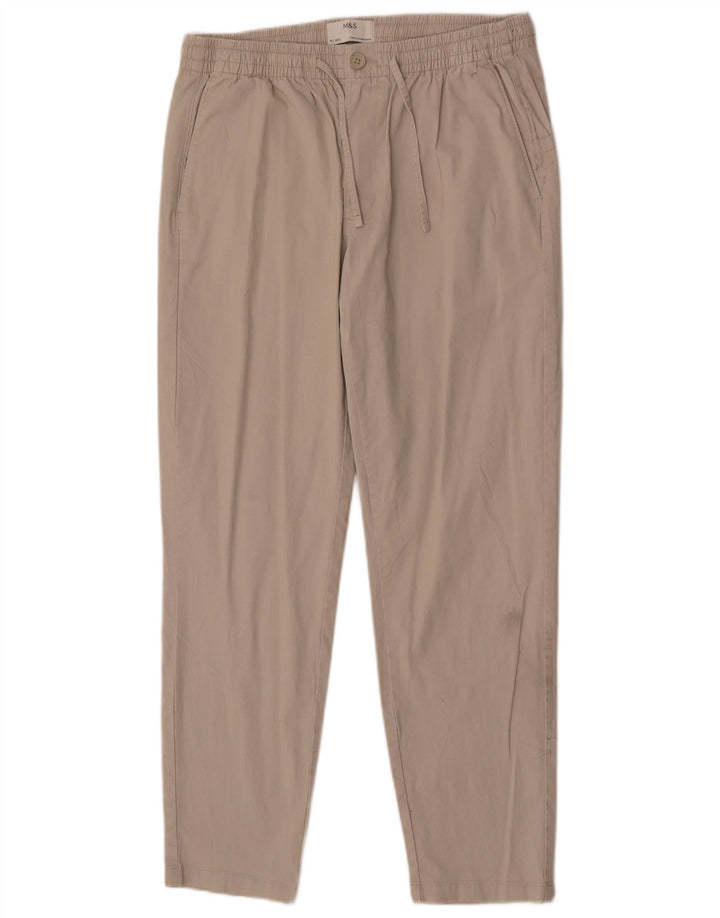 Marks & Spencer Męskie spodnie typu slim chino, średnie W32 L29, beżowa bawełna