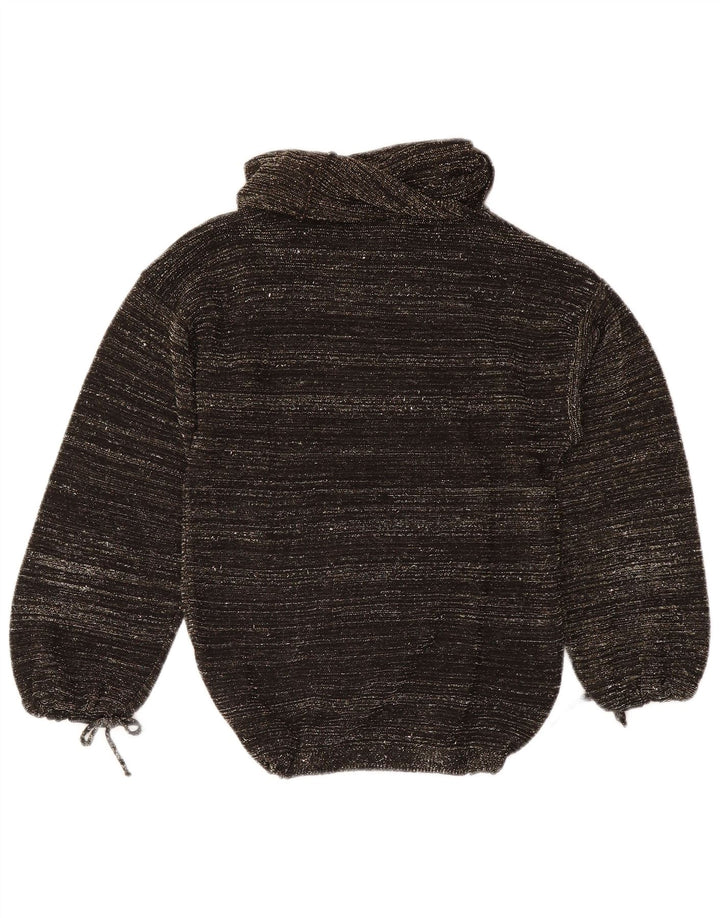 Vintage damski sweter z golfem EU 40, średni czarny nakrapiany