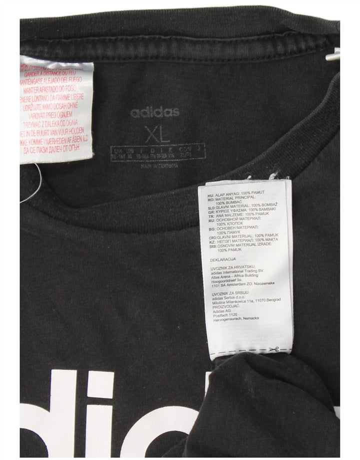Chłopięcy T-shirt z grafiką ADIDAS, 15-16 lat XL, czarna bawełna