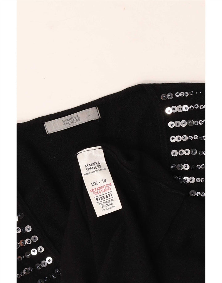 Marks & Spencer Damski top z rękawem 3/4 UK 10 Small, czarna wiskoza