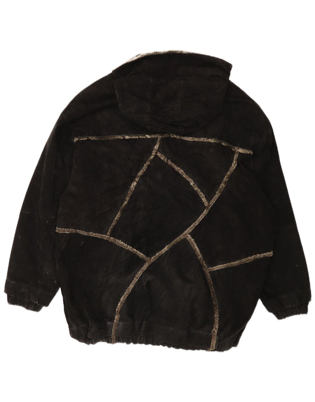 GIORGIO MOBIANI Męska zamszowa kurtka z kapturem UK 44 2XL Czarna skóra