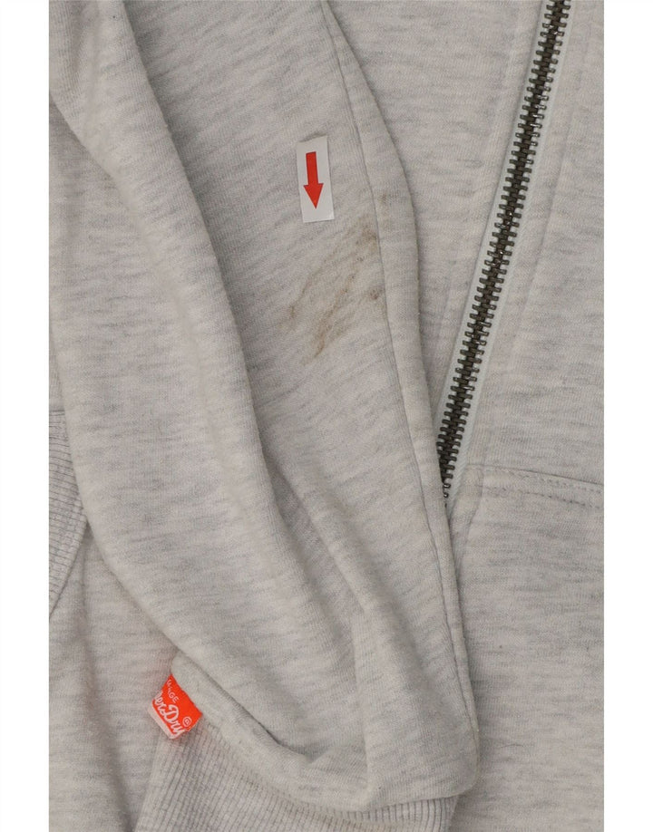 Męski sweter z kapturem i zamkiem Superdry, mały, szary, bawełniany