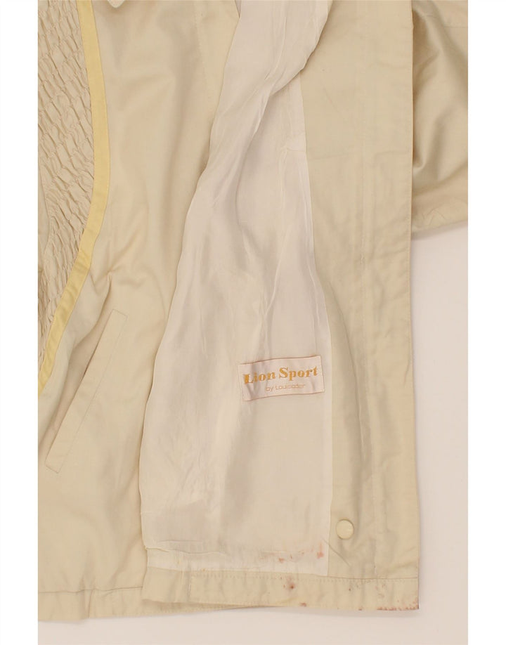 VINTAGE Womens 3/4 Sleeve Bomber Jacket UK 14 Large Beige Polyester Vintage Vintage and Second-Hand Vintage from Messina Hembry 