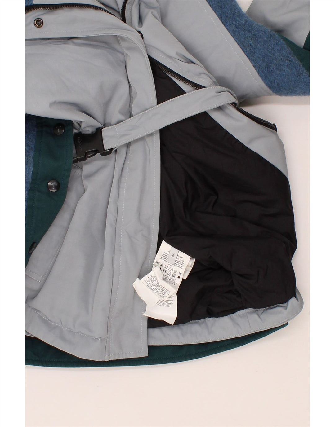 TRUSSARDI Womens Hooded Windbreaker Jacket EU 38 Medium Grey Colourblock Vintage Trussardi and Second-Hand Trussardi from Messina Hembry 