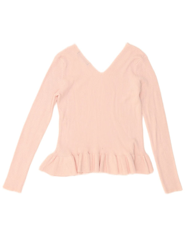 Marks & Spencer – Sweter damski z dekoltem w kształcie litery V, UK 12, średnioróżowy, wiskoza