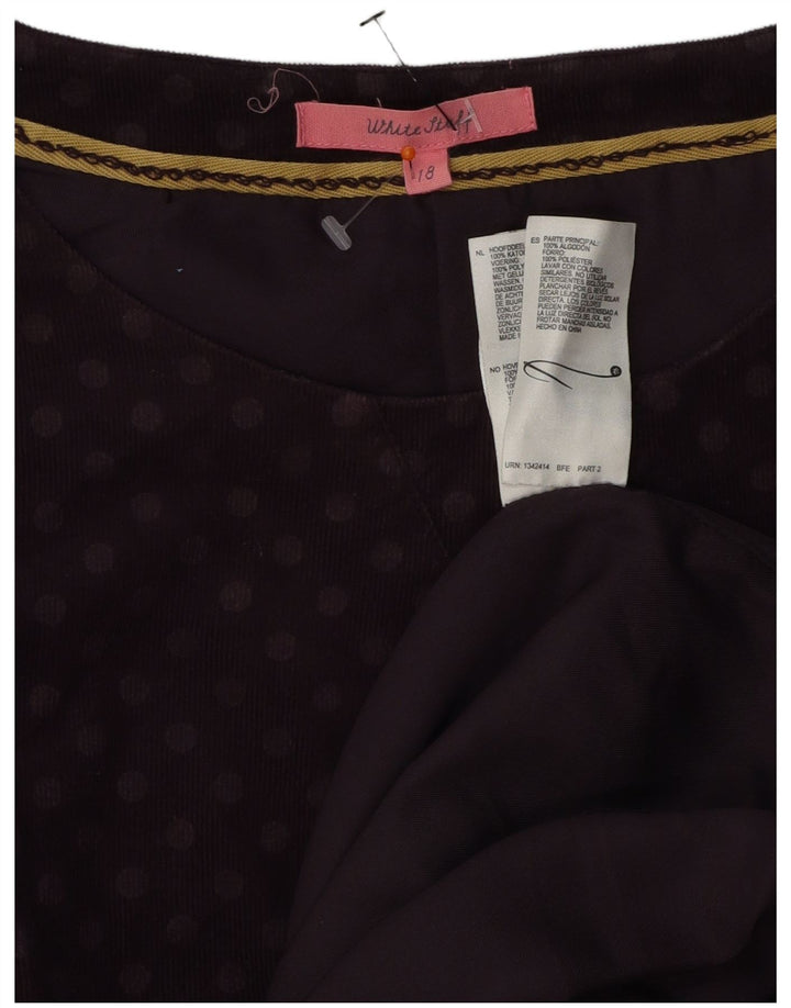 WHITE STUFF Damska sukienka płaszczowa bez rękawów UK 18 XL, fioletowe kropki