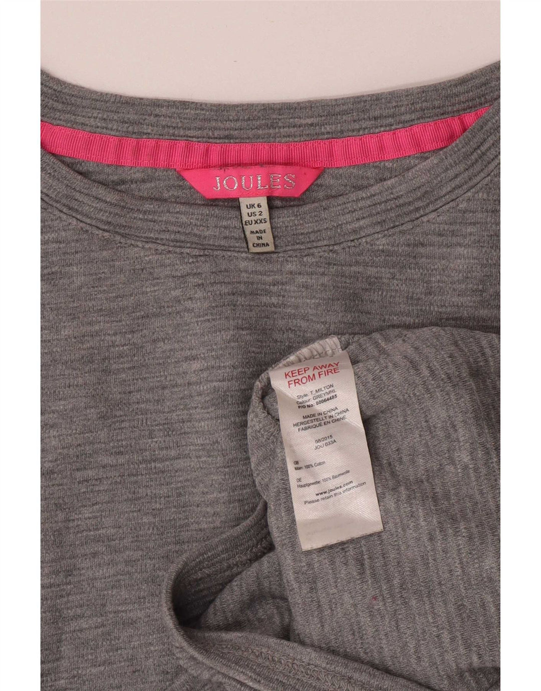 Damski top oversize Joules z długim rękawem, UK 6 XS, szara bawełna