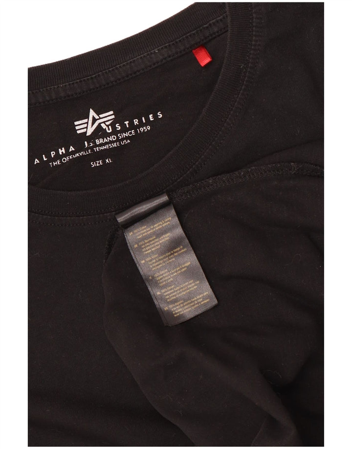 T-shirt męski Alpha Industries, top XL, czarna bawełna