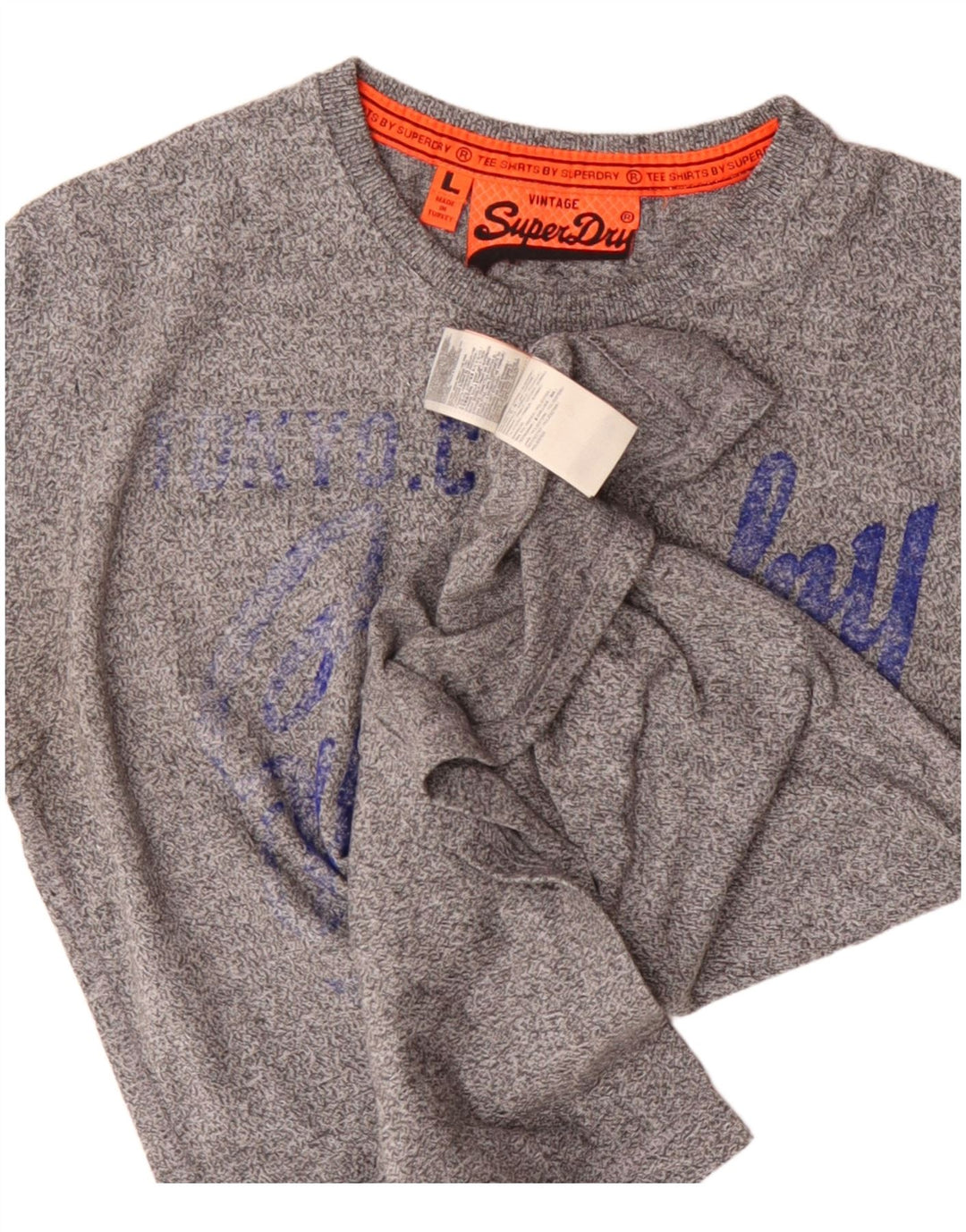 Męski T-shirt Superdry w stylu vintage z grafiką, duży, szary, bawełniany w plamki