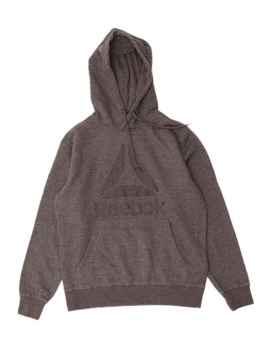 REEBOK Mens Graphic Hoodie Jumper Small Grey Cotton Vintage Reebok and Second-Hand Reebok from Messina Hembry 