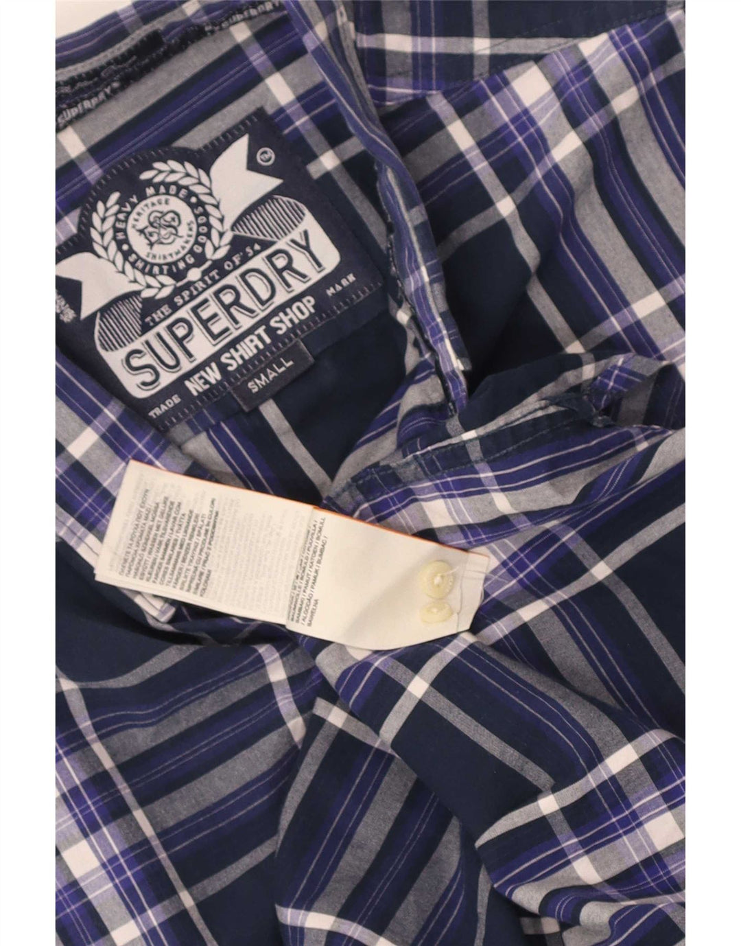 Koszula męska Superdry, mała, bawełniana, granatowa w kratkę
