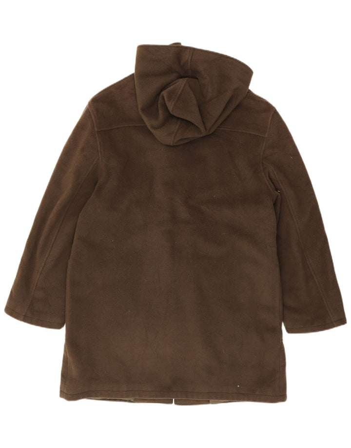 Damski płaszcz z kapturem w stylu vintage IT 46, duża dziewicza wełna khaki