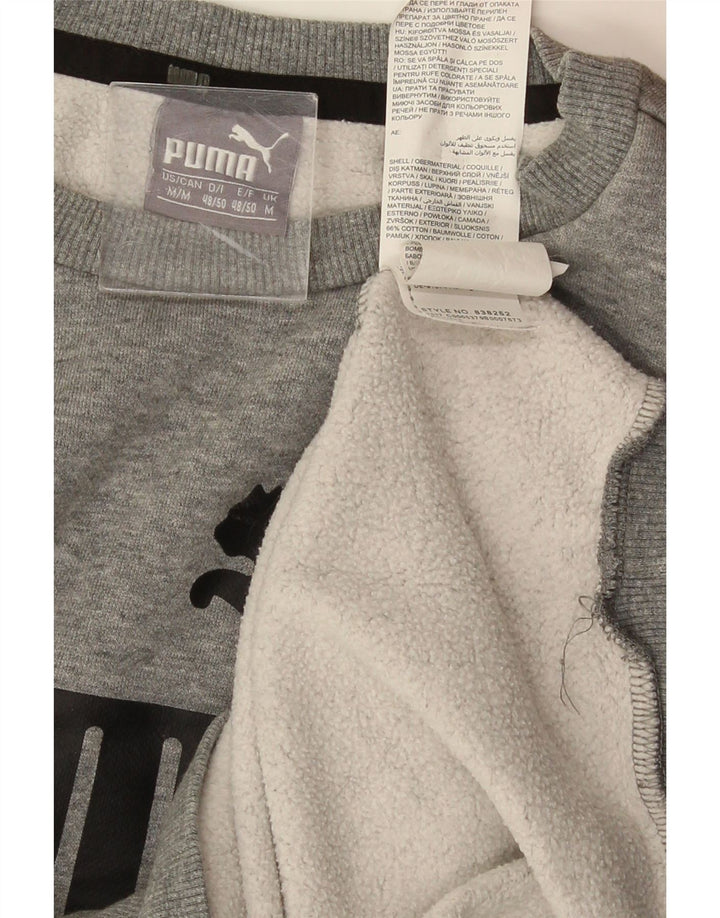 Męski sweter z grafiką PUMA, średnioszary, bawełniany nakrapiany