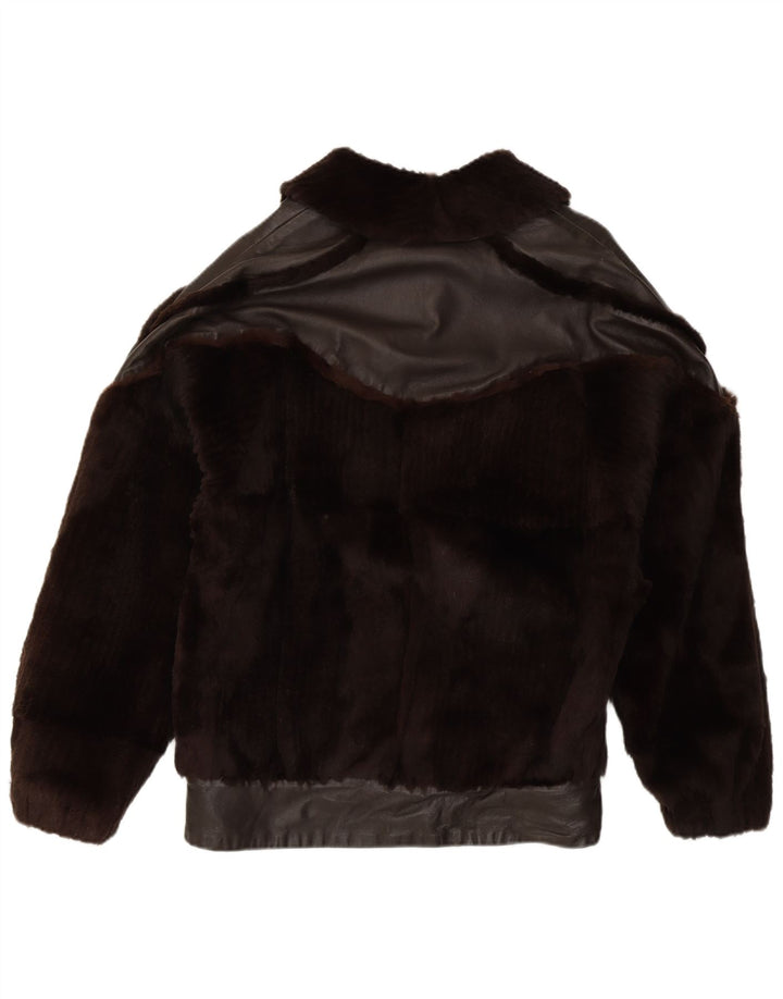 Damska kurtka futrzana Elios IT 44 Średniobrązowa skóra