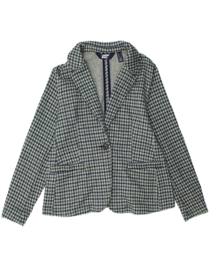 Damska marynarka zapinana na 1 guzik Lands End UK 10 Small Blue Houndstooth