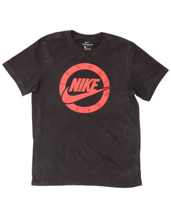 Męski T-shirt z grafiką NIKE Top, średni czarny, bawełniany