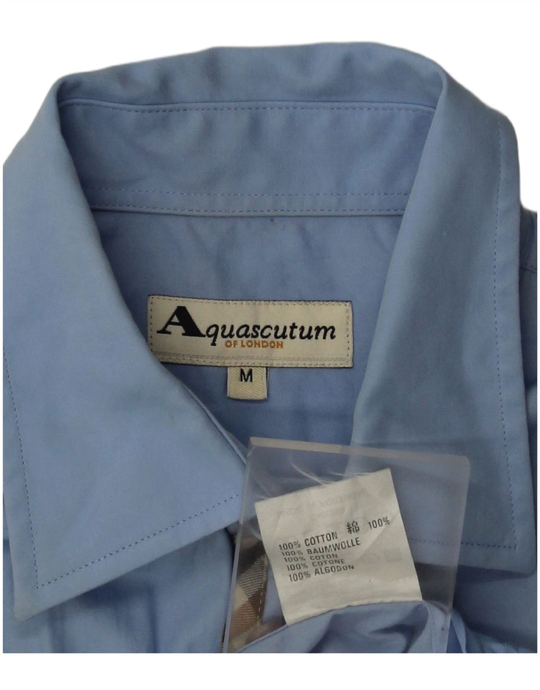 Męska koszula z krótkim rękawem Aquascutum, średnioniebieska, bawełniana