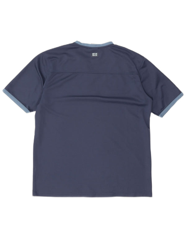 Męska koszulka z grafiką Umbro, top XL, granatowy, poliester z blokami kolorów