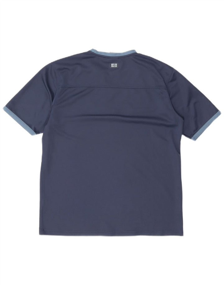 Męska koszulka z grafiką Umbro, top XL, granatowy, poliester z blokami kolorów