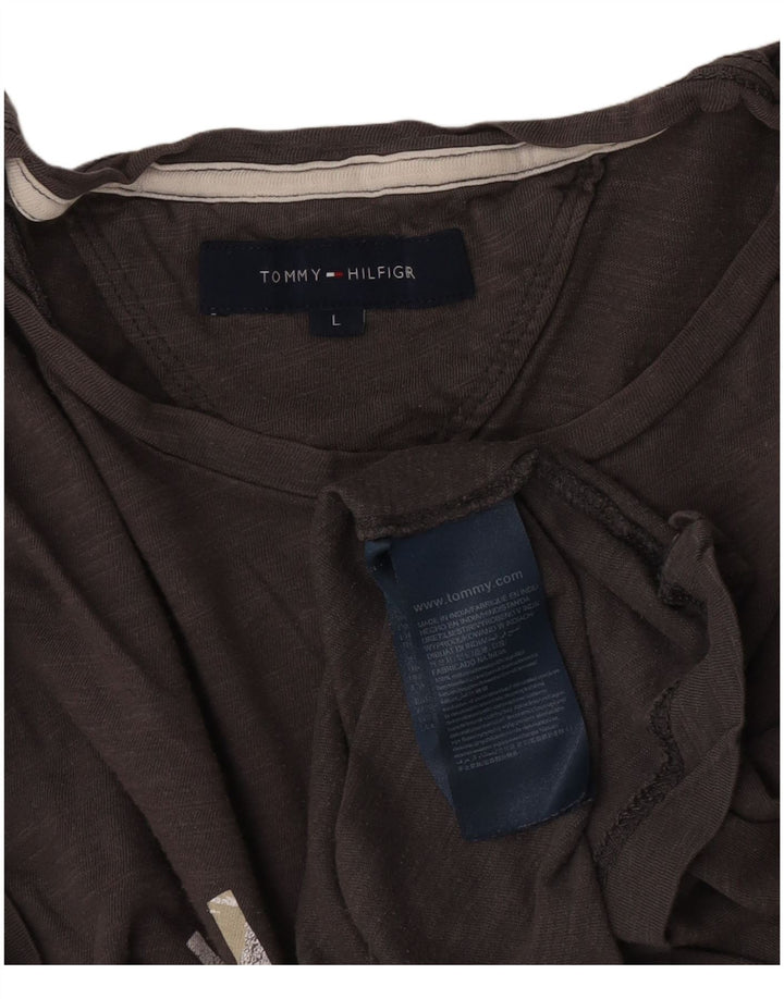 Męski T-shirt z grafiką Tommy Hilfiger, duży, szary, bawełniany