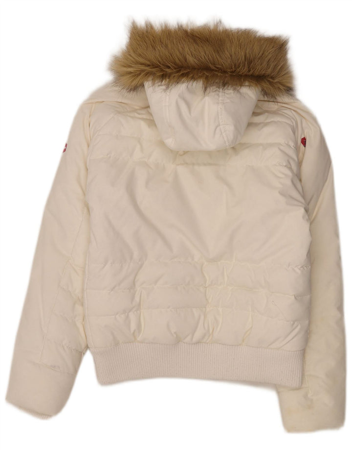 Damska wyściełana kurtka z kapturem Helly Hansen UK 12 Średni biały nylon