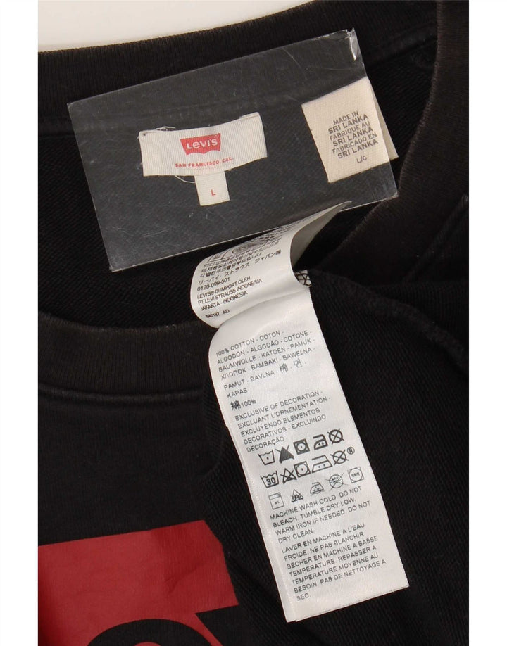 Damski sweter Levi's z grafiką, UK 16, duży, czarny, bawełniany