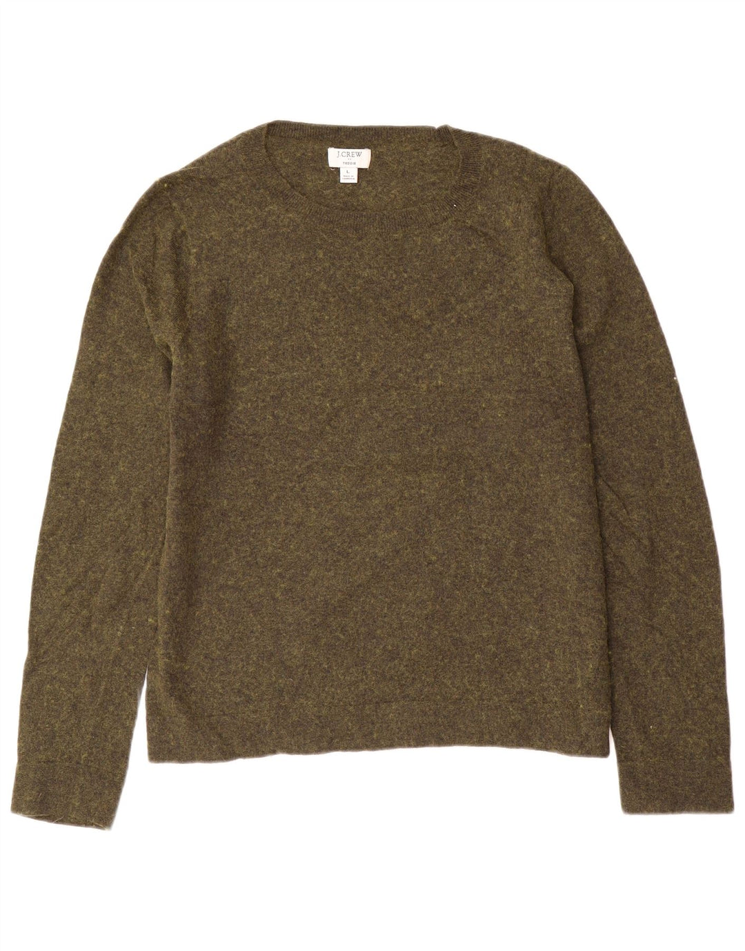 J. CREW Damski sweter Teddie z dekoltem w łódkę UK 16, duży, zielony nakrapiany