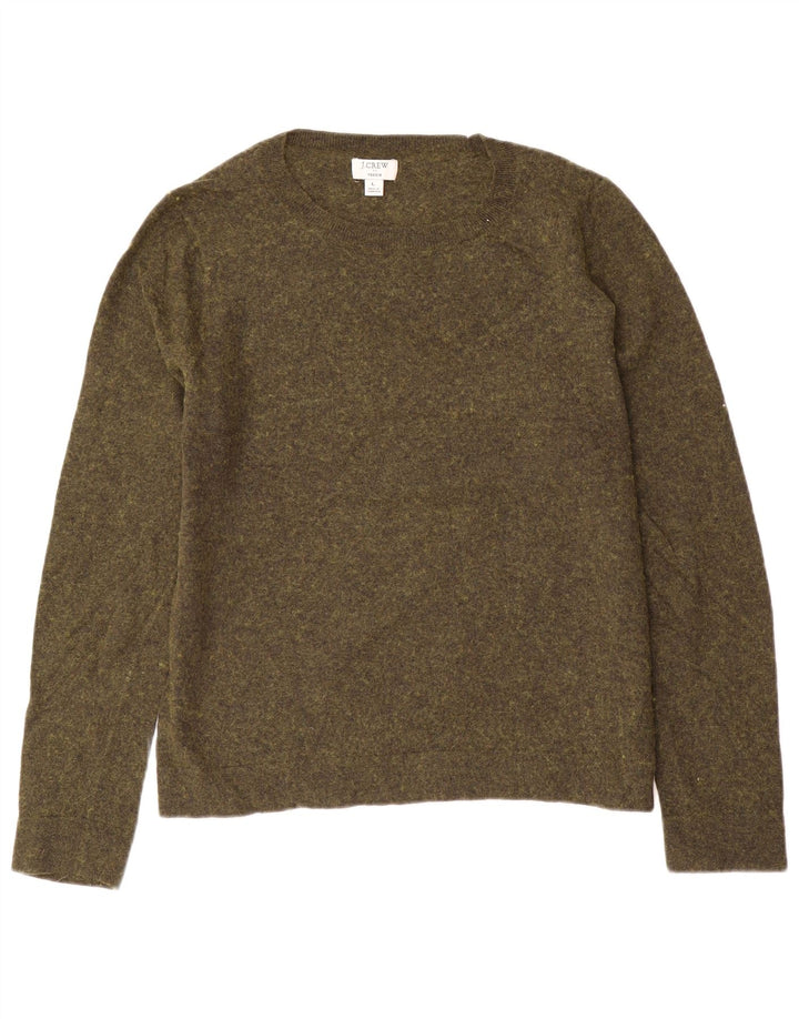 J. CREW Damski sweter Teddie z dekoltem w łódkę UK 16, duży, zielony nakrapiany