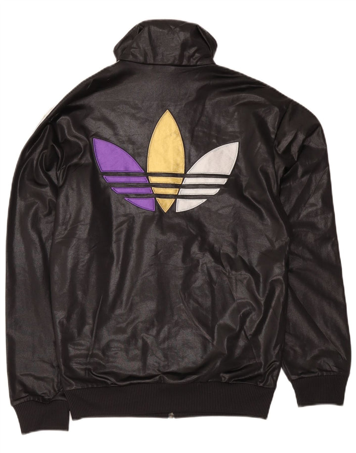 Adidas Męska bluza dresowa z grafiką, mała, czarna, poliestrowa
