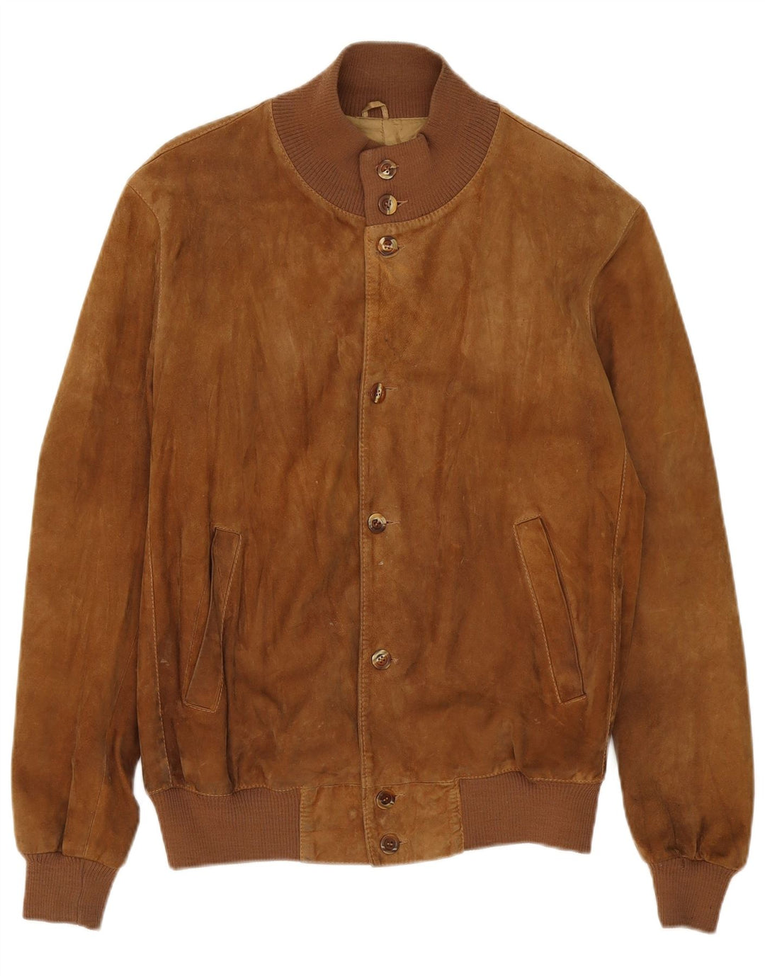 Vintage męska zamszowa kurtka bomber UK 40 duża beżowa skóra