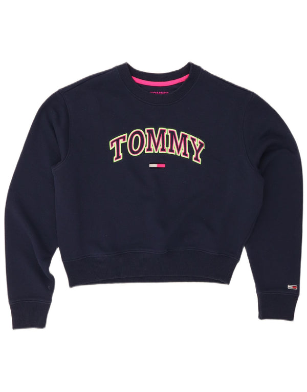 Damska bluza dresowa TOMMY HILFIGER Crop UK 10, mała, granatowa