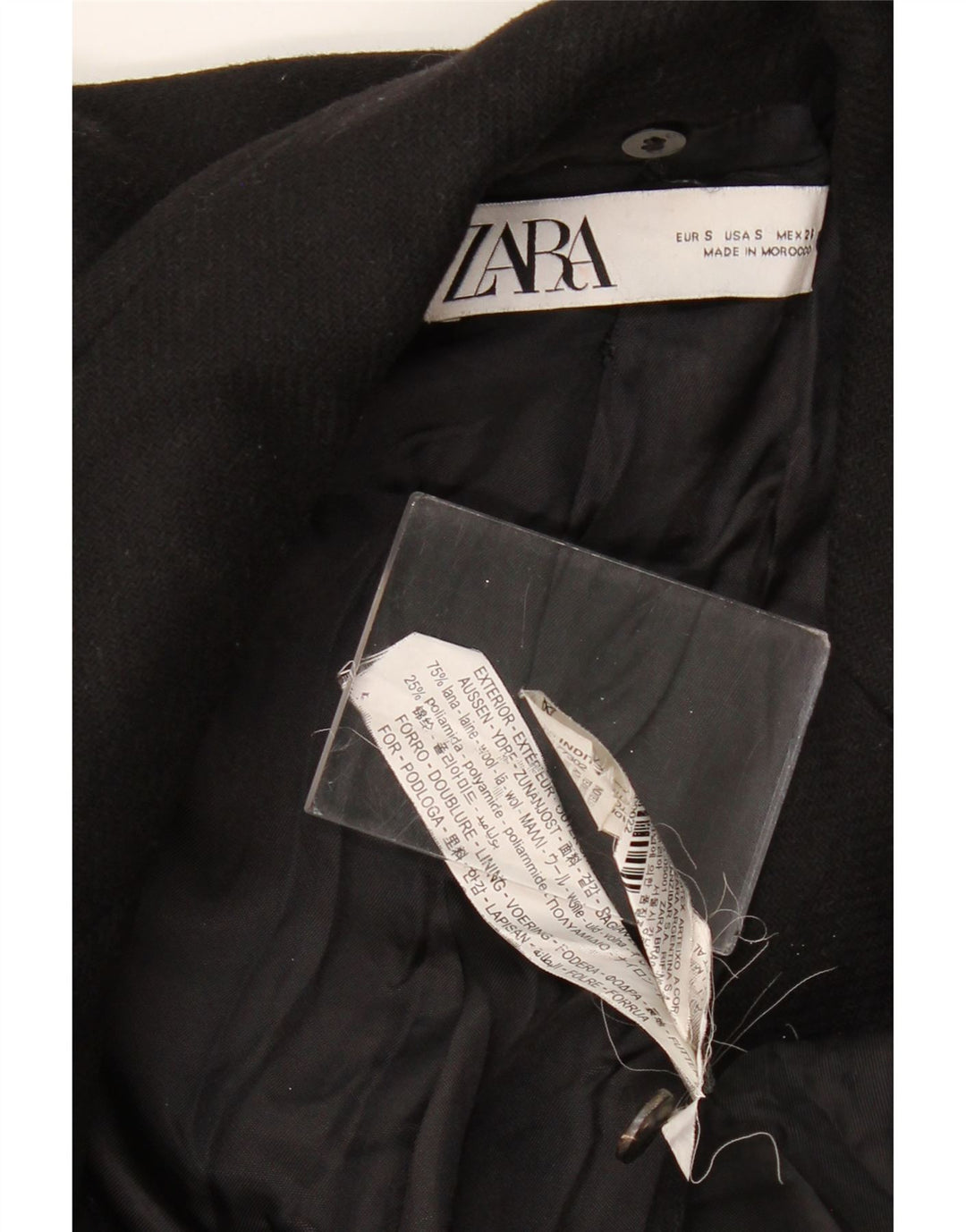 Płaszcz damski ZARA UK 10 Small, czarny, wełniany