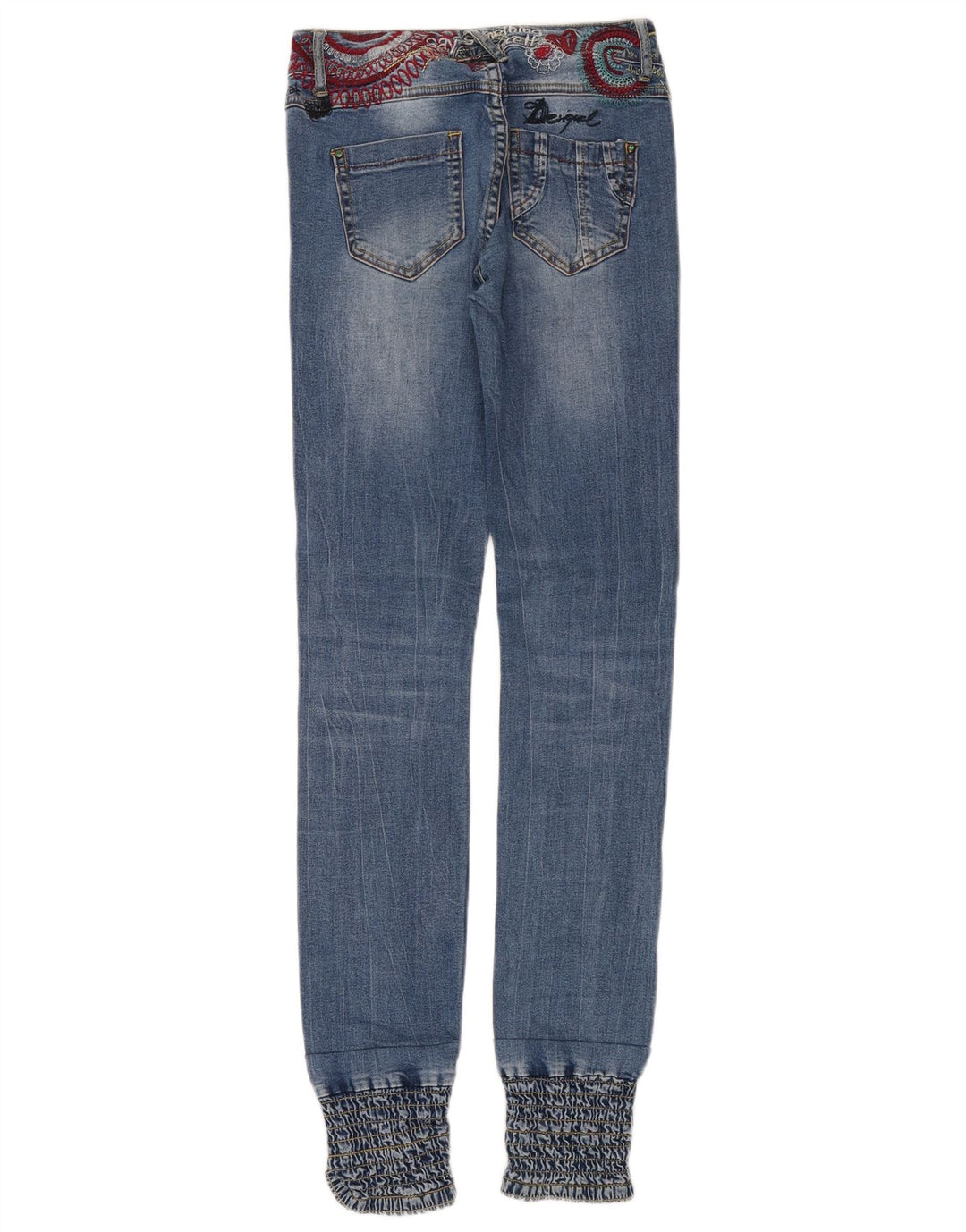 DESIGUAL Womens Graphic Joggers Slim Jeans W24 L33 Blue