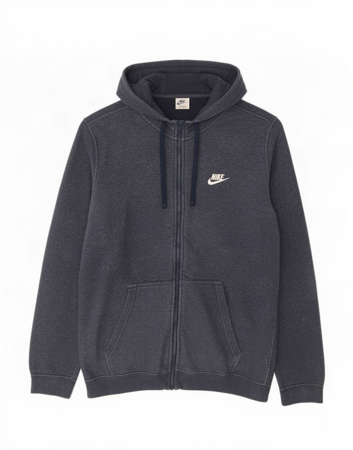 Męski sweter z kapturem i zamkiem Nike, średni granatowy, bawełniany