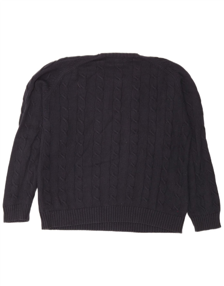 Męski sweter Kappa z okrągłym dekoltem, średni granatowy, bawełniany