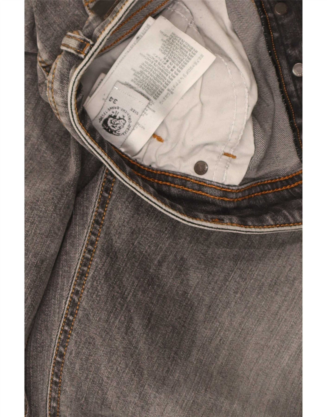 Męskie jeansy Diesel Slim W34 L30 Szara bawełna