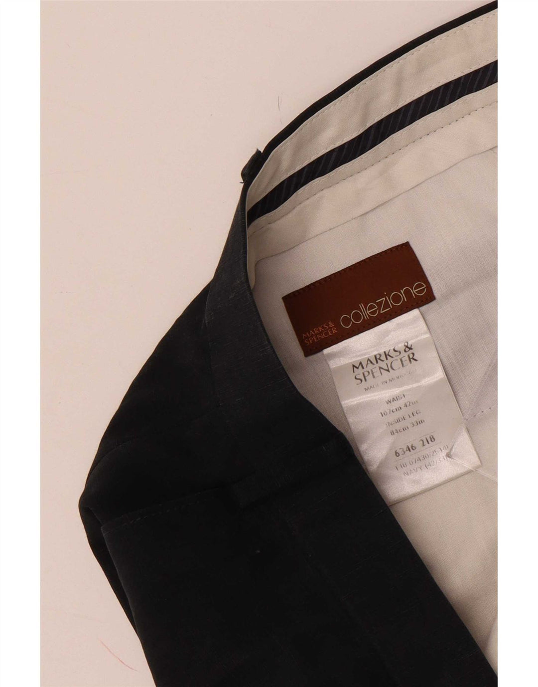 Marks & Spencer Męskie spodnie garniturowe W42 L33 Granatowe Lyocell