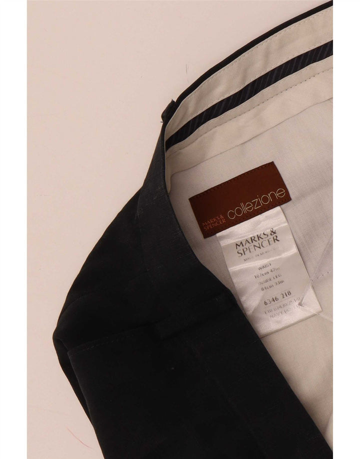 Marks & Spencer Męskie spodnie garniturowe W42 L33 Granatowe Lyocell