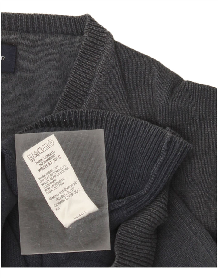 Marks & Spencer Damski sweter z dekoltem w kształcie litery V, UK 14, średni granatowy, bawełniany