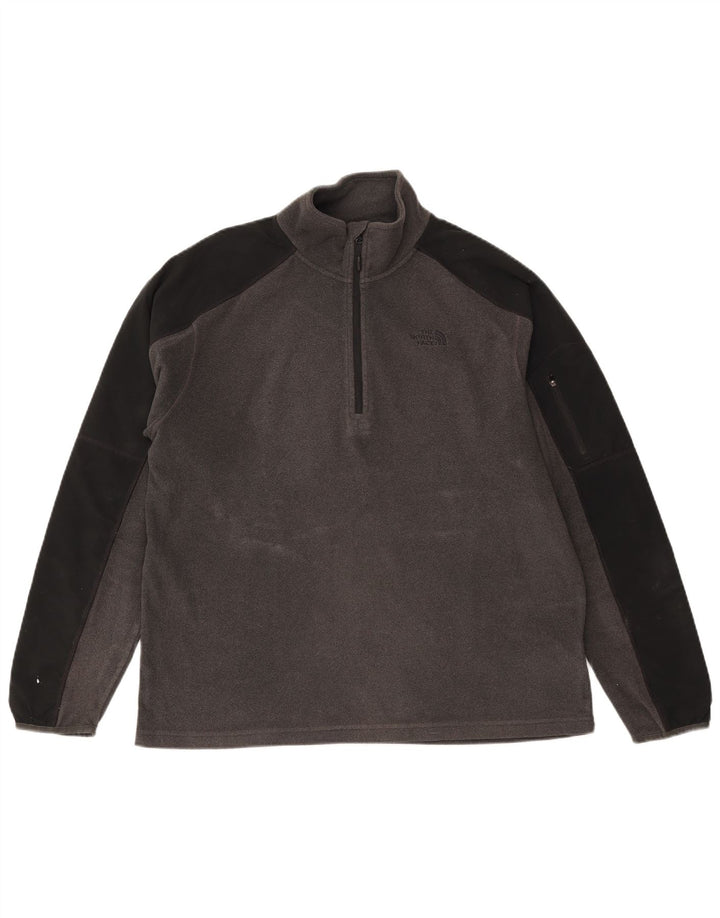 Męski sweter polarowy The North Face z zamkiem błyskawicznym, duży, szary, z blokami kolorów, poliester