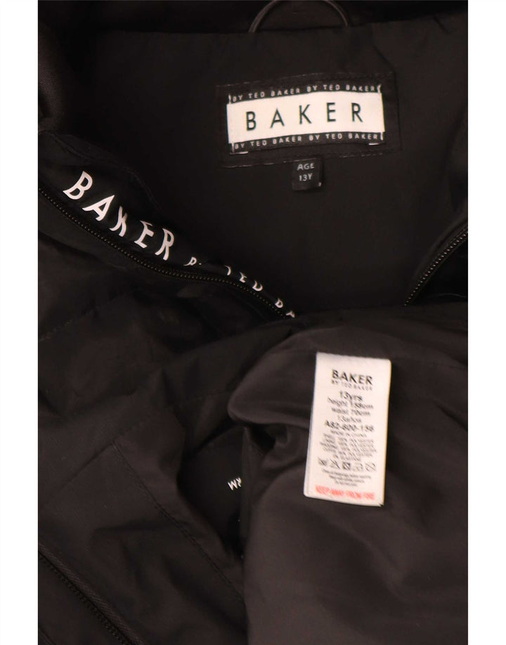 Wyściełana kurtka chłopięca z kapturem i grafiką Ted Baker 12-13 lat, czarna, poliestrowa