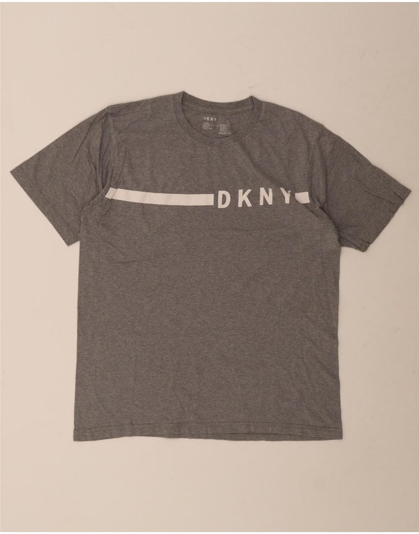 Męski T-shirt z grafiką Dkny, duży, szary, bawełniany blok kolorów