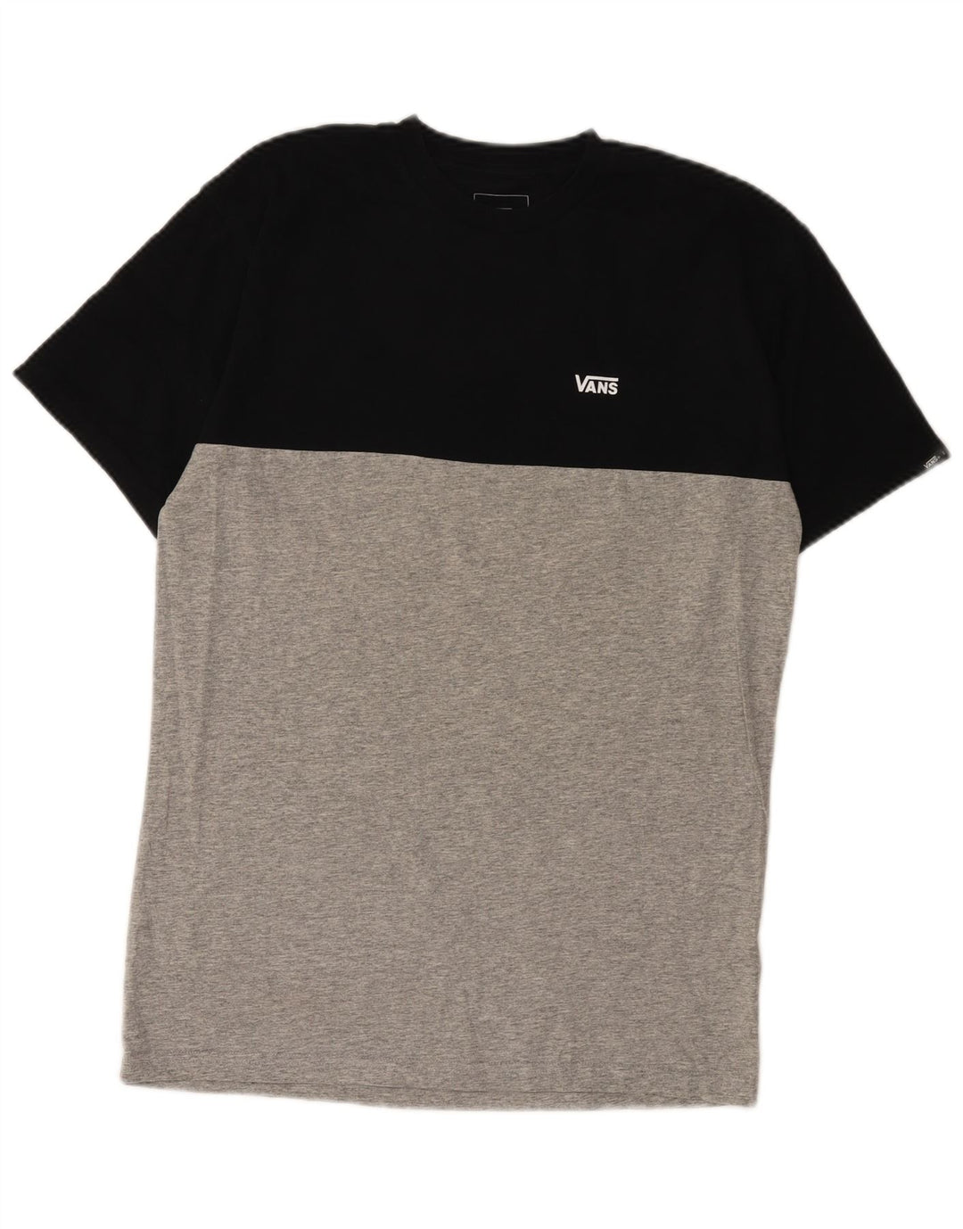 T-shirt męski Vans o klasycznym kroju, bawełniany, średnioszary, z blokami kolorów
