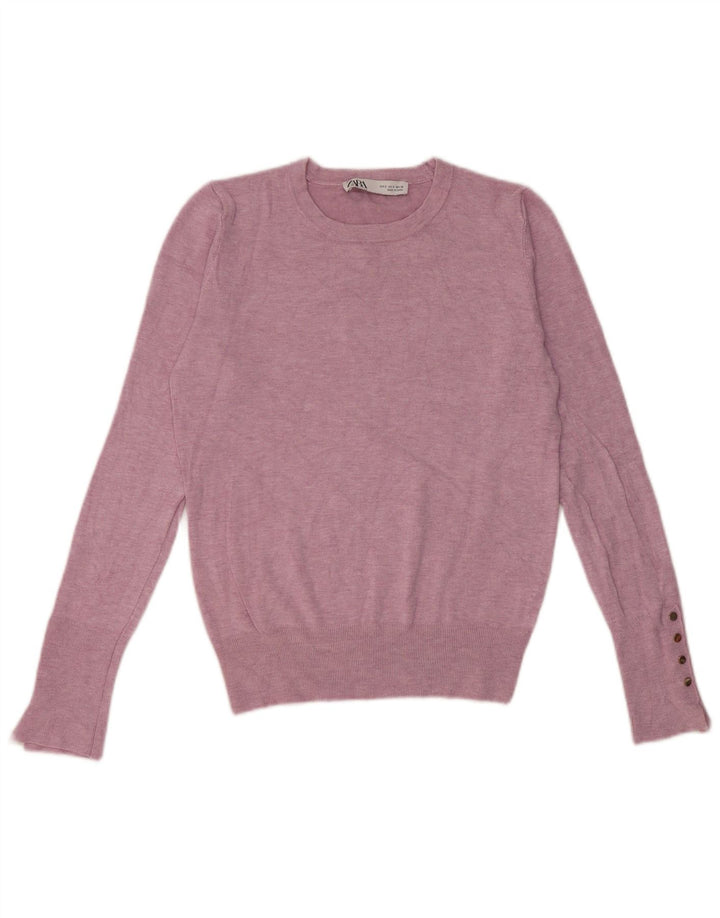 Sweter damski Zara z okrągłym dekoltem UK 8, mały róż