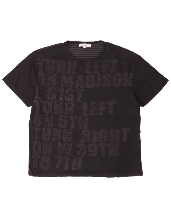 Męska koszulka z grafiką CALVIN KLEIN, XL, czarna, bawełniana