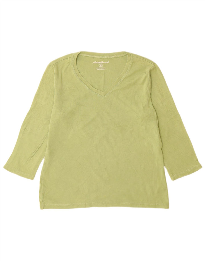 Damski top Eddie Bauer z rękawem 3/4, UK 12, średnio zielony, bawełniany