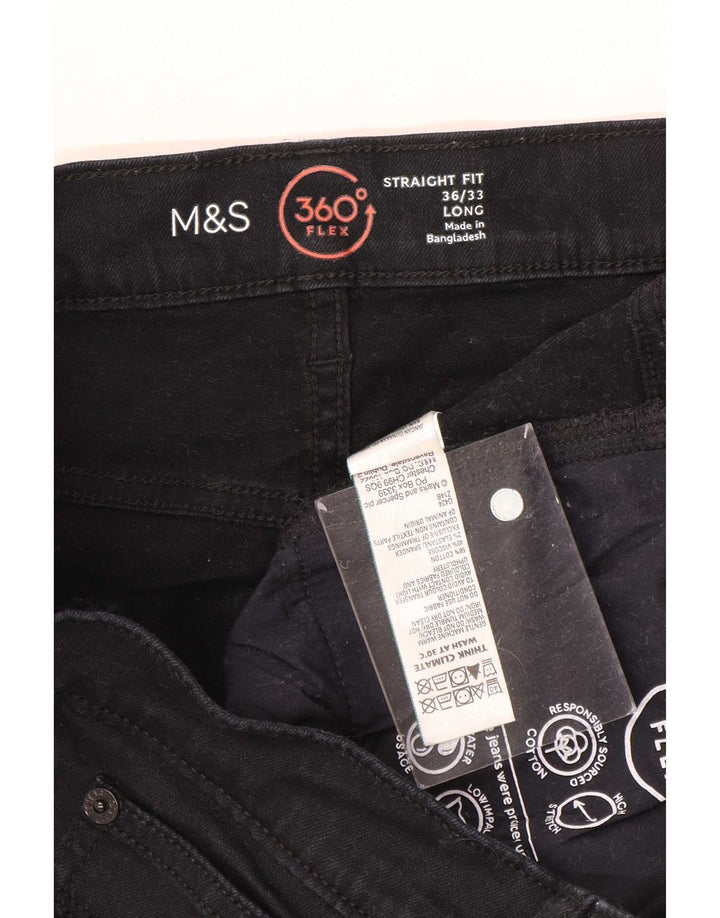Marks & Spencer Męskie proste dżinsy W36 L33 Czarne bawełniane