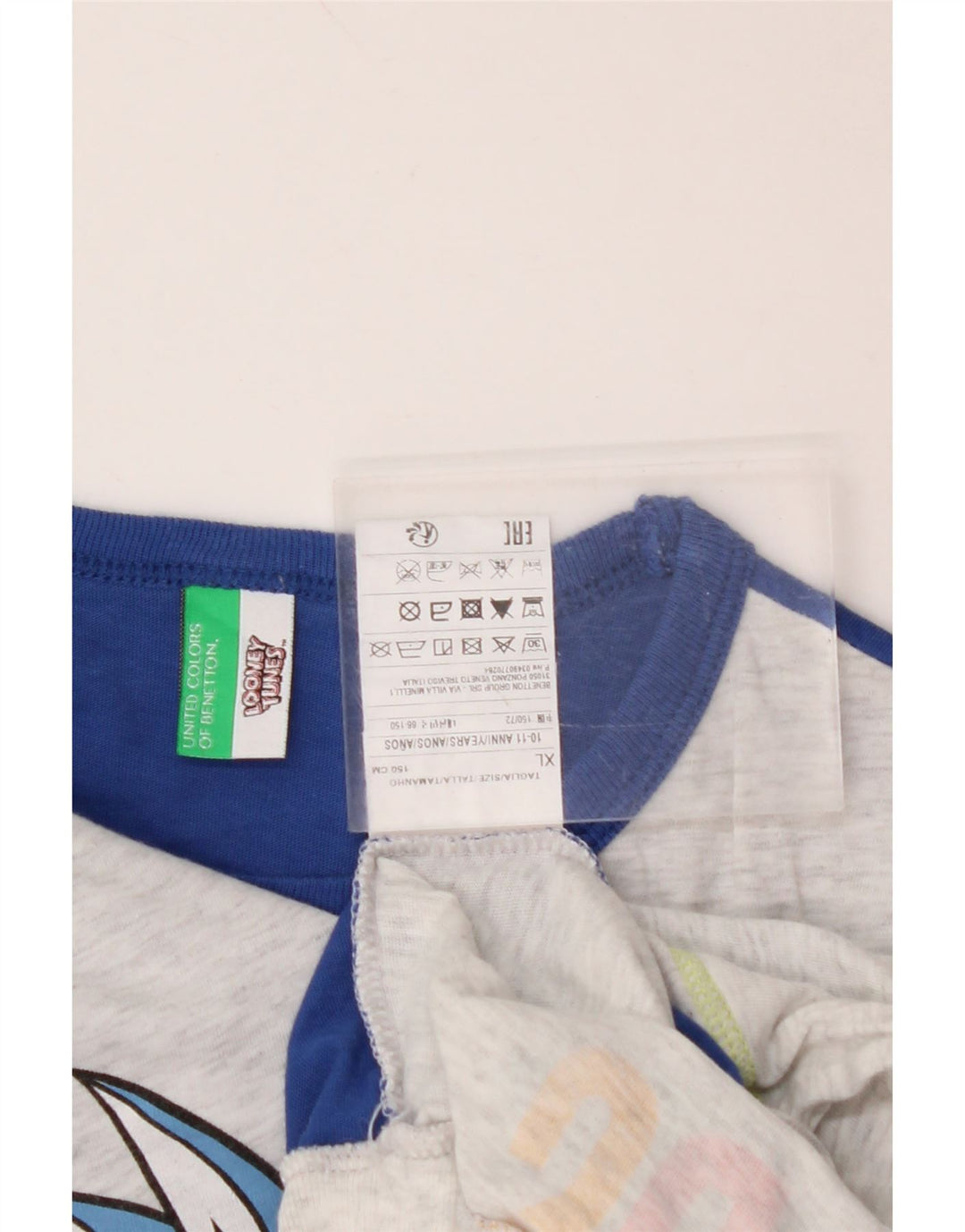 BENETTON Chłopięcy sweter Looney Tunes z okrągłym dekoltem 10-11 lat XL Szary