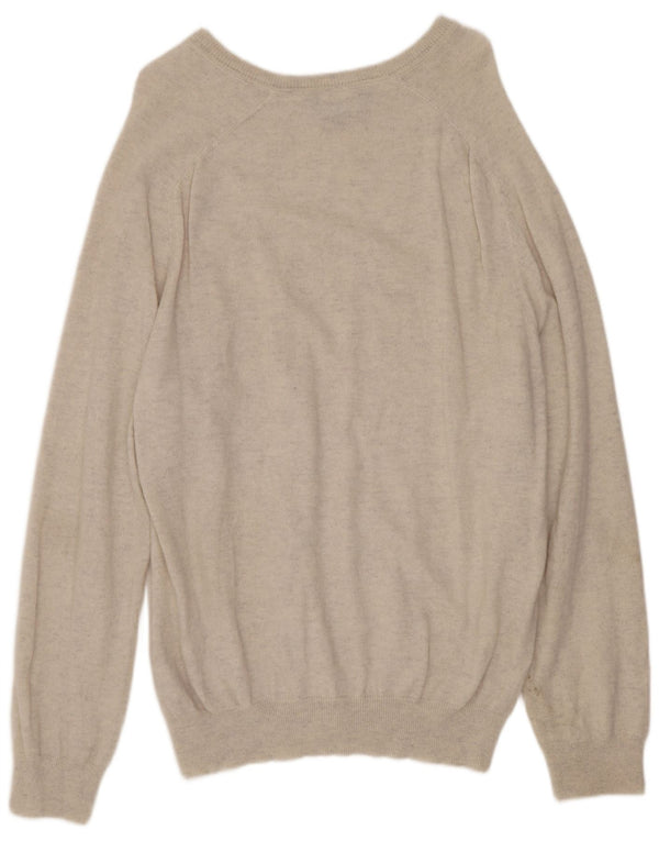 CREW CLOTHING Męski sweter z dekoltem w kształcie litery V 2XL Beżowa wełna z merynosów