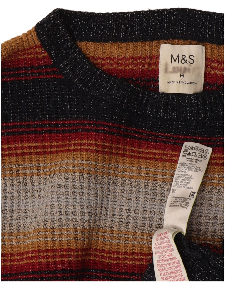 Marks & Spencer Męski sweter z okrągłym dekoltem, średnie, wielokolorowe paski